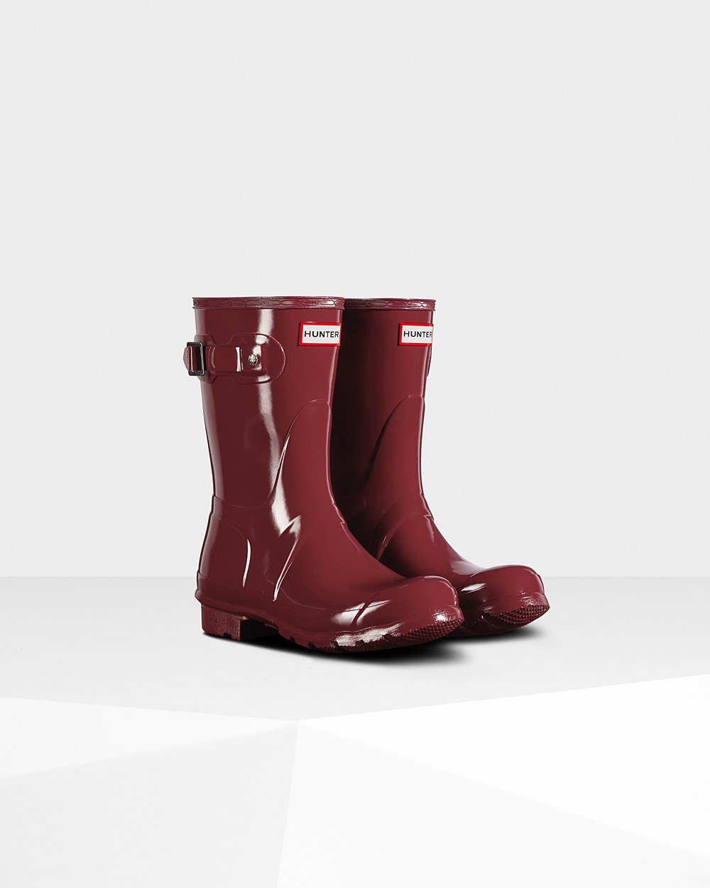 Women Hunter Original Gloss | Short Rain Boots Grey Red | NZ-93150-XDWL